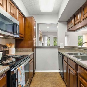 kitchen with stove and microwave