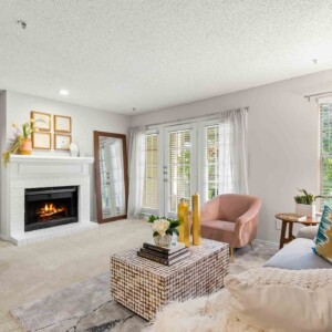 living room with balcony