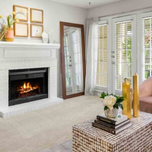 living room with balcony