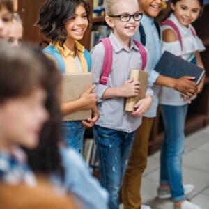 kids with school books