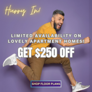 September Special - Limited availability on lovely apartment homes, get $250 off